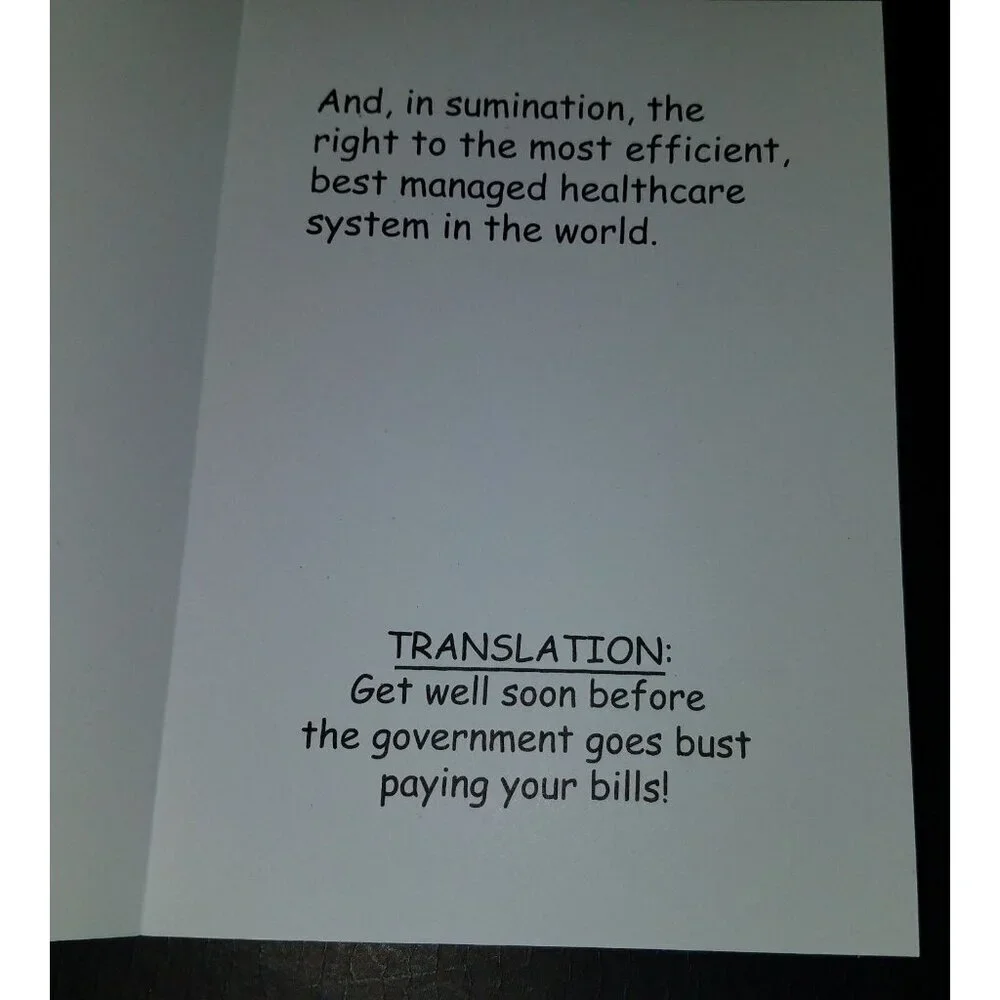 George W Bush Republican Get Well Soon Greeting Card Health Care Bill Rights